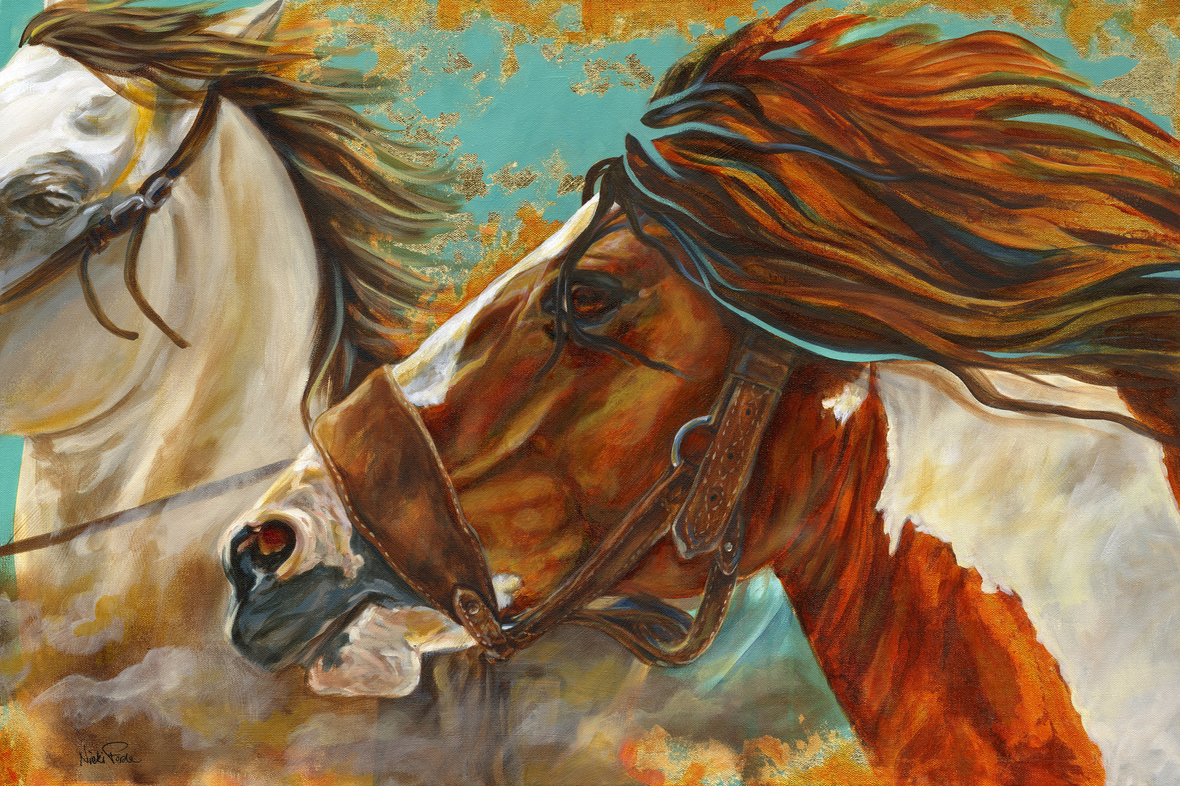 Chestnut Horse “Celestial Sorrel 1” 6×6 acrylic on canvas